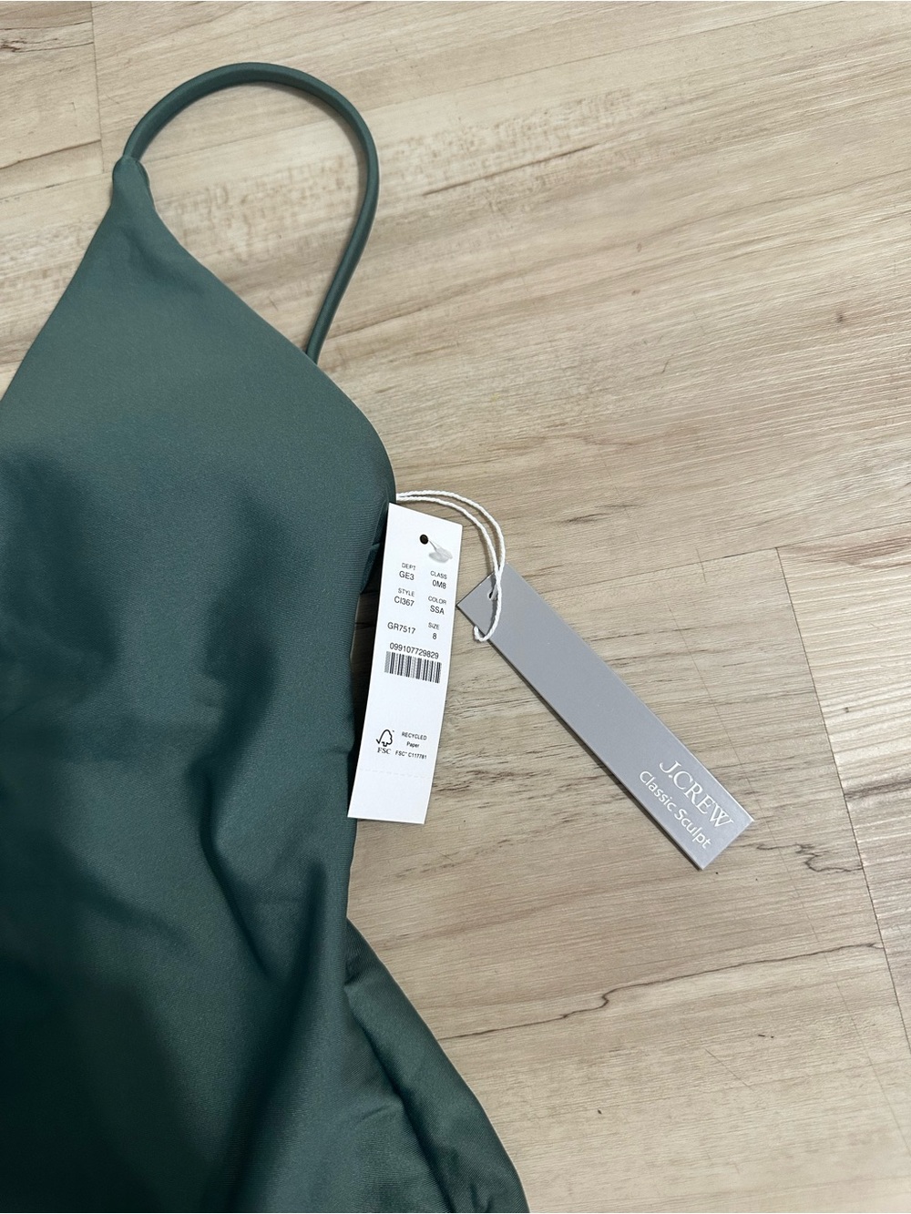 J Crew Simply Sage Green Lana One Piece in Classic Sculpt Womens Size 8 new - Picture 5 of 9
